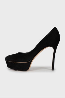 Suede black stilettos