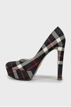 Textile shoes in check print