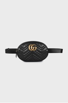 Поясна сумка Black Matelassé Leather GG Marmont