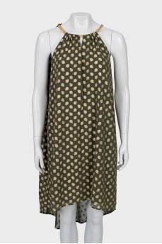 Dark green dress with gold print