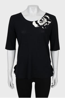 Ribbed T-shirt with ruffled back