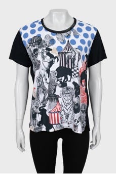 Loose T-shirt with front print