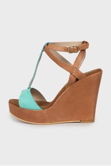 Leather wedge sandals