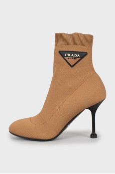 Textile stiletto ankle boots
