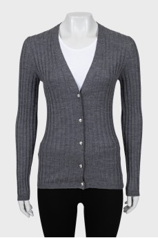 Wool cardigan with buttons and tag