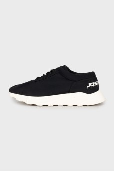 Textile sneakers with logo on the heel