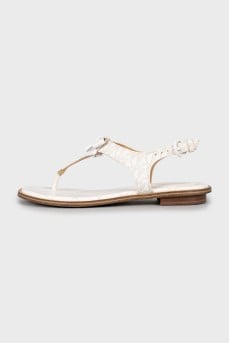 Sandals made of eco-leather in a signature print