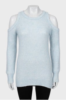 Longline off shoulder sweater with tag