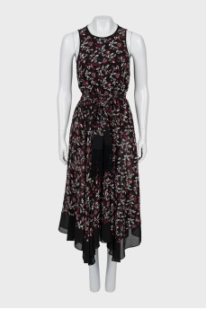 Sundress in floral print with belt
