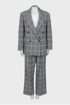 Checkered suit with palazzo pants