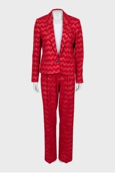 Red printed suit