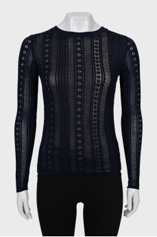 Wool sweater with mesh lining