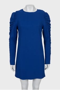 Mini dress with draped sleeves