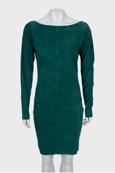 Suede dress with zipper