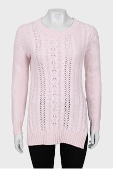 Cashmere sweater with side slits