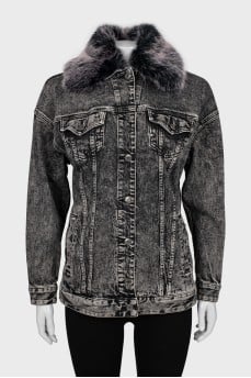 Denim jacket decorated with fur