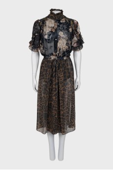 Sheer dress with frills