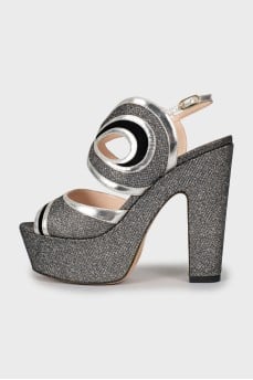 Shiny high heel sandals