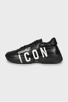 Black leather sneakers