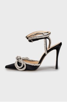 Textile stilettos with rhinestones