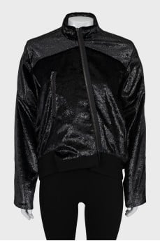 Shimmery oversized bomber jacket