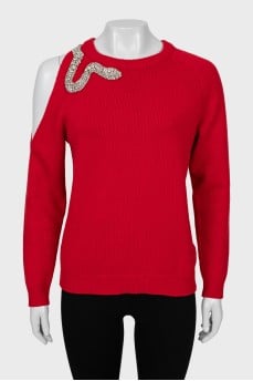 Knitted off shoulder sweater