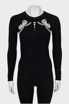 Ribbed longsleeve decorated with pearls