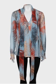 Silk blouse with tie