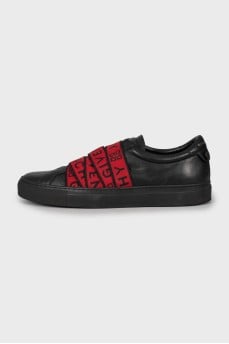 Men's leather sneakers with elastic bands