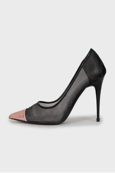 Mesh pointed toe shoes