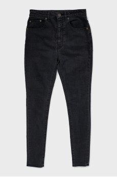 Gray high-waisted skinny jeans
