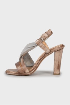 Sandals with textile insert