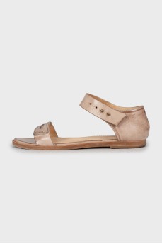Distressed leather sandals