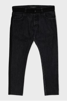 Men's gray jeans with decorated belt