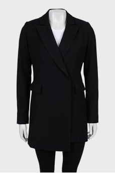 Double-breasted black wool jacket