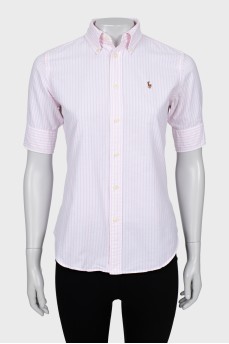 Pink striped fitted shirt