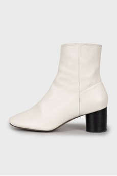 White leather ankle boots