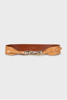 Leather belt with chain