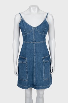Denim dress with tag