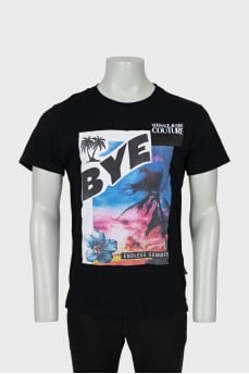 Men's black T-shirt with print