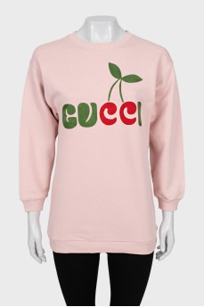 Longline sweatshirt with embroidered print