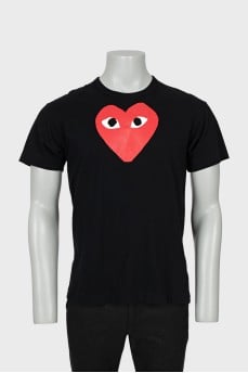 Men's black T-shirt with signature print
