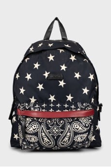 Men's textile backpack with print