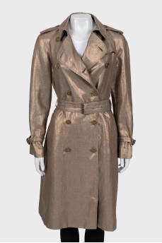 Gold-tone fitted trench coat