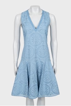 Perforated V-Neck Dress