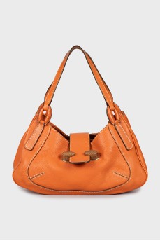 Shoulder bag with contrast stitching
