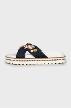 Flip-flops decorated with Swarovski stones