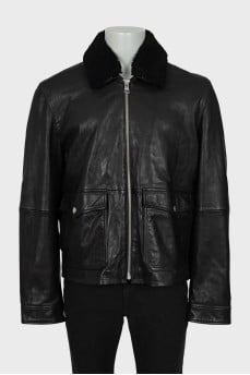 Men's black sheepskin coat