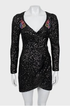Mini dress embroidered with sequins