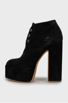 Suede block heel ankle boots